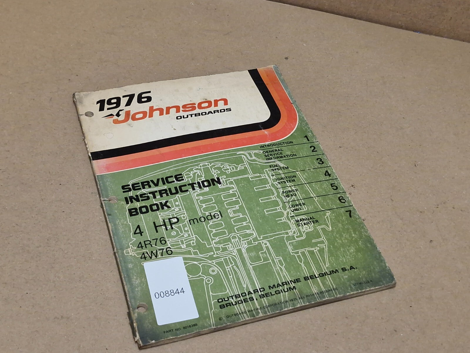 1976 Johnson Outboards 4HP 4R76 4W76 Service Instruction Book 8016388 Used