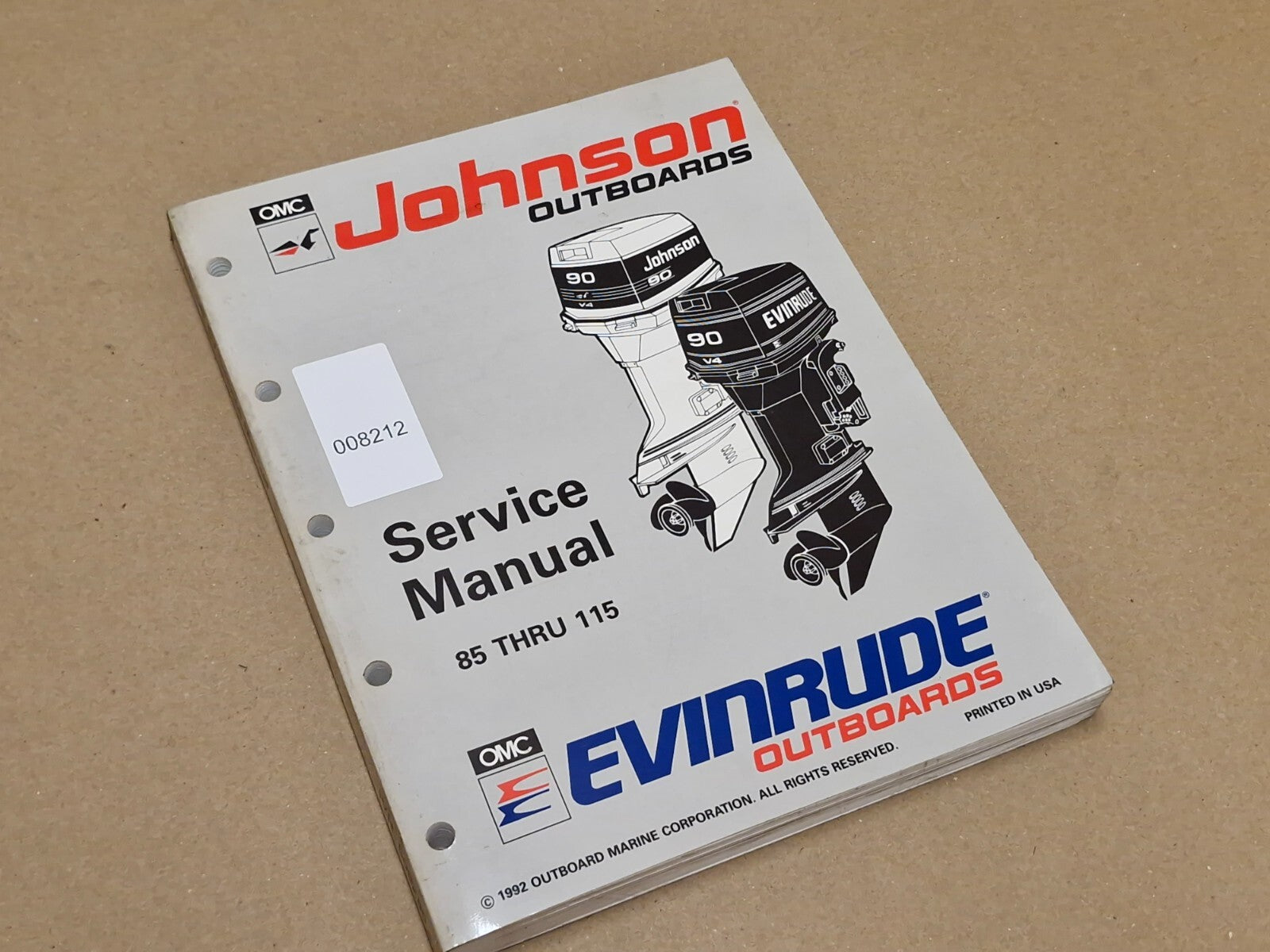 1993 Johnson Outboard Evinrude Service manual 85 Thru 115 508285 Genuine