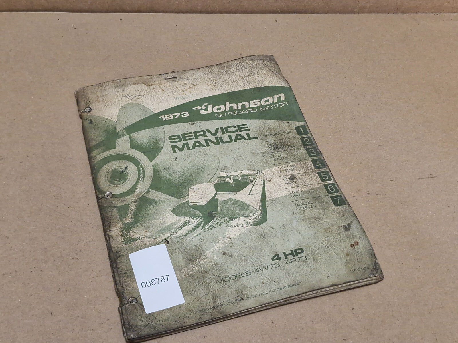 1973 Johnson Outboard 4HP 4W73 4R79 Service Manual Used Marine USA