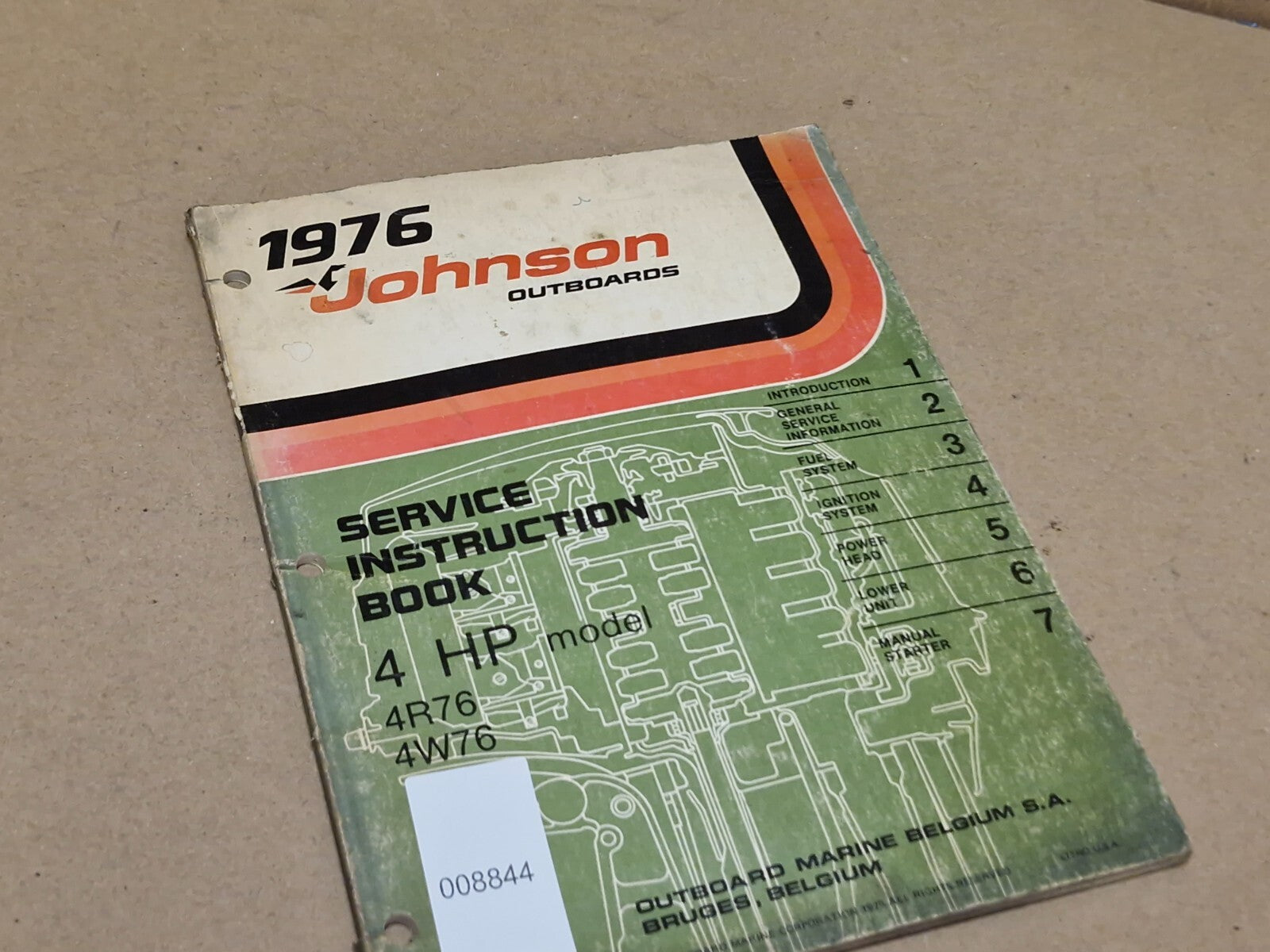 1976 Johnson Outboards 4HP 4R76 4W76 Service Instruction Book 8016388 Used