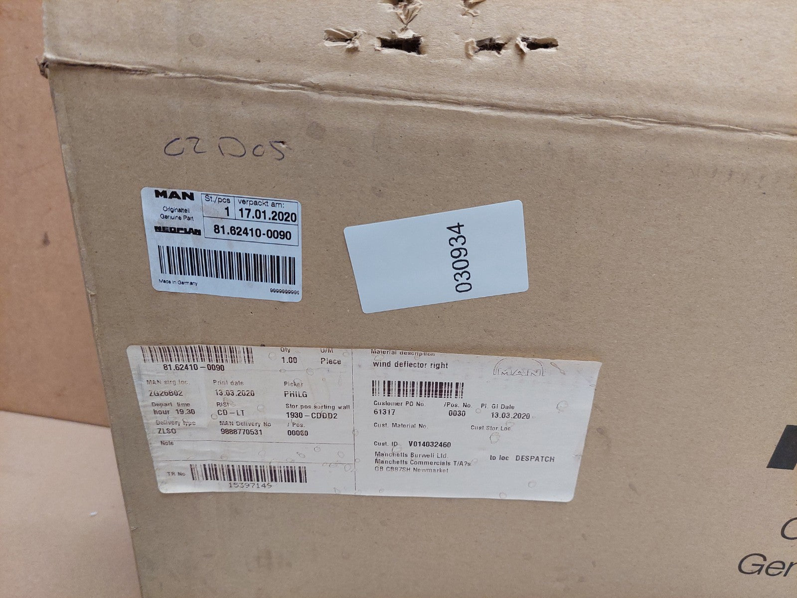 MAN Right Air Deflector 81.62410-0090 81624100090 Genuine NEW OEM