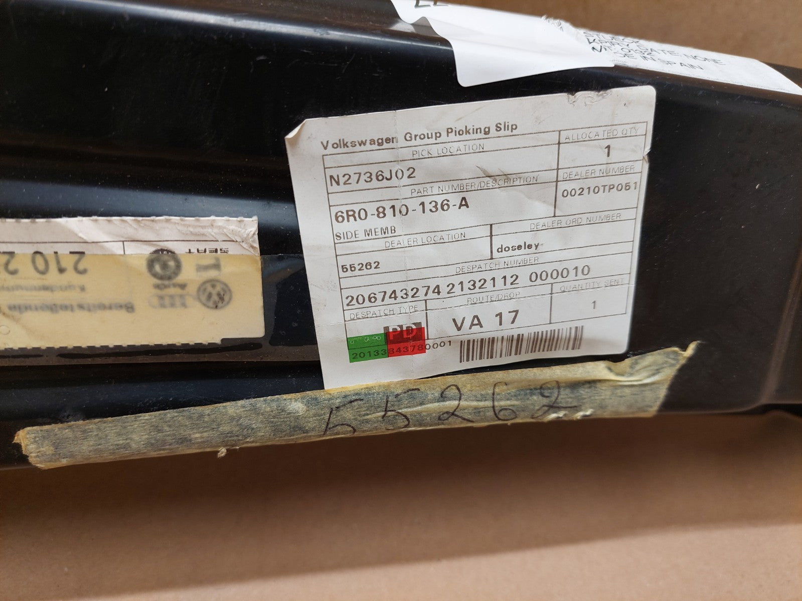 VW Polo Wheel Housing Side member 2010-2018 6R0810136A Genuine NEW