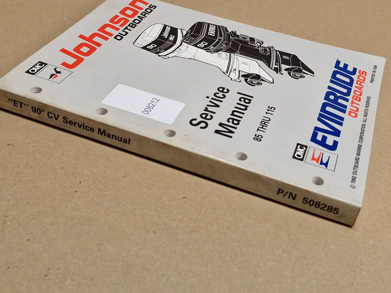 1993 Johnson Outboard Evinrude Service manual 85 Thru 115 508285 Genuine