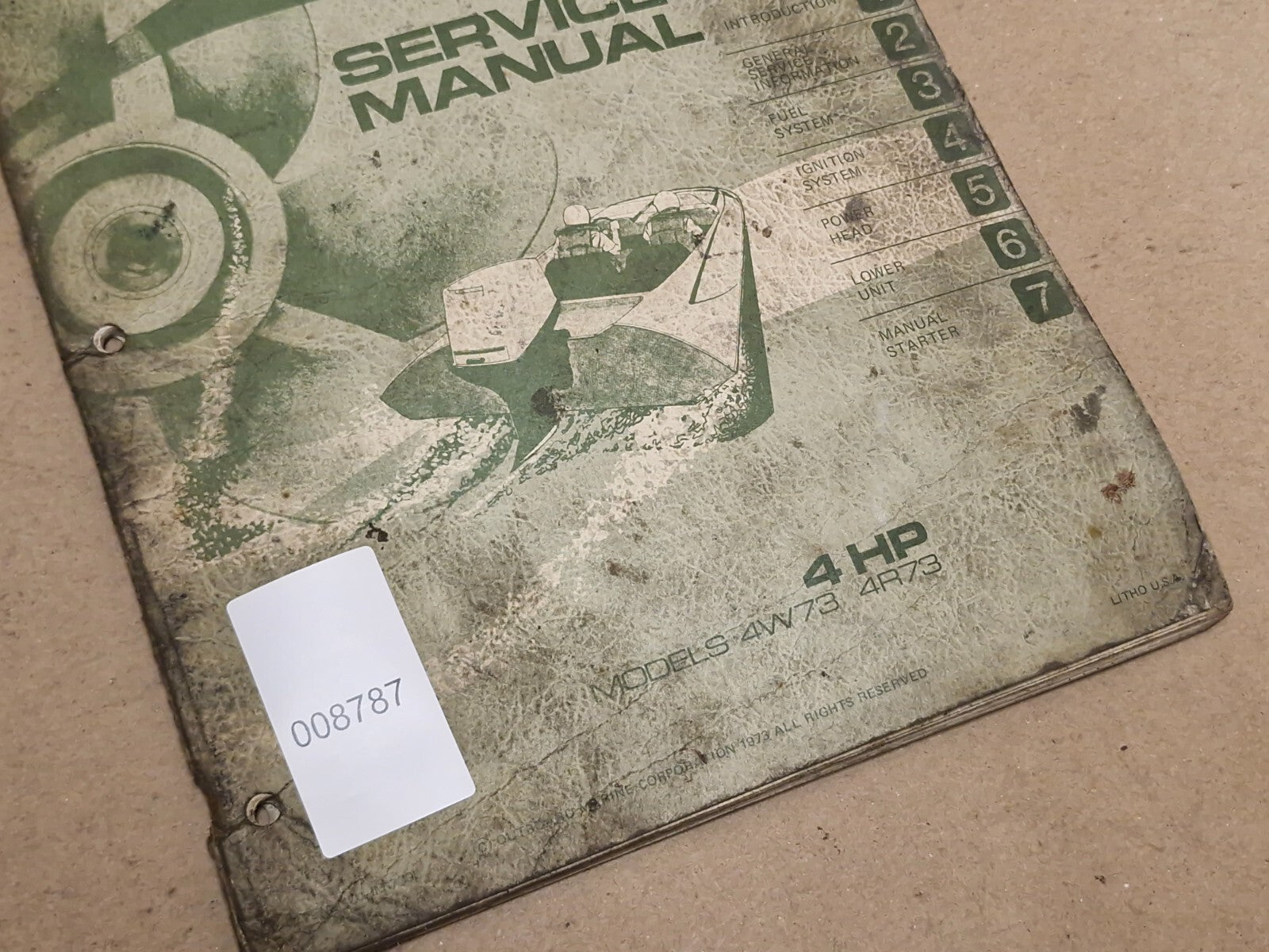 1973 Johnson Outboard 4HP 4W73 4R79 Service Manual Used Marine USA