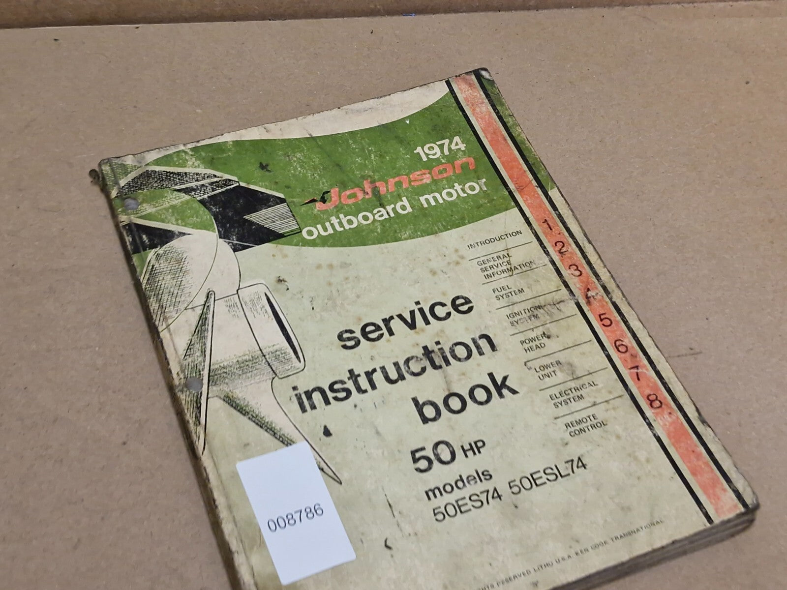 1974 Johnson Outboard 50 HP 50ES74 50ESL74 Service Instruction Book 8016308 USA