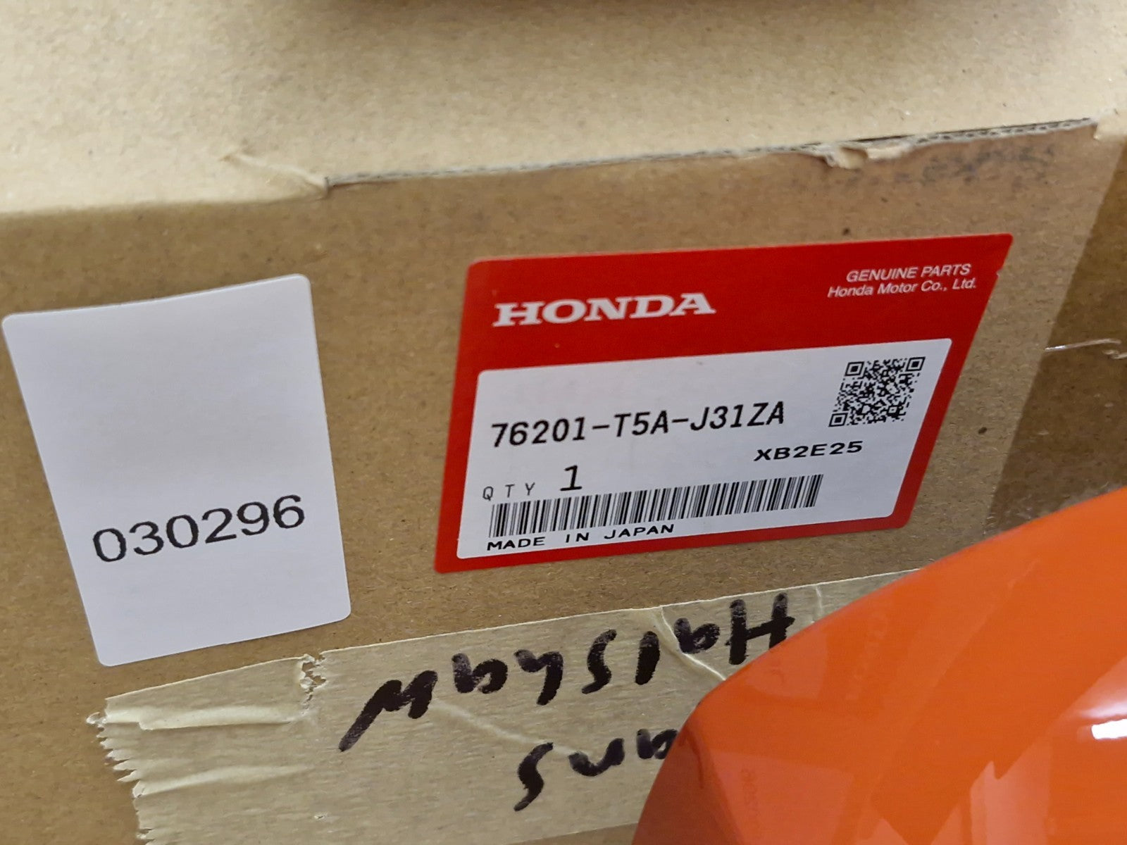 Honda Jazz DS 15-21 Right Door Mirror Cover Cap 76201-T5A-J31ZA Orange Genuine