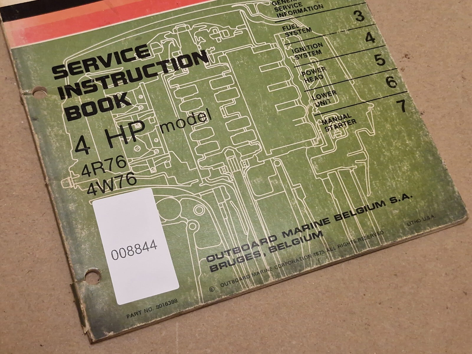 1976 Johnson Outboards 4HP 4R76 4W76 Service Instruction Book 8016388 Used