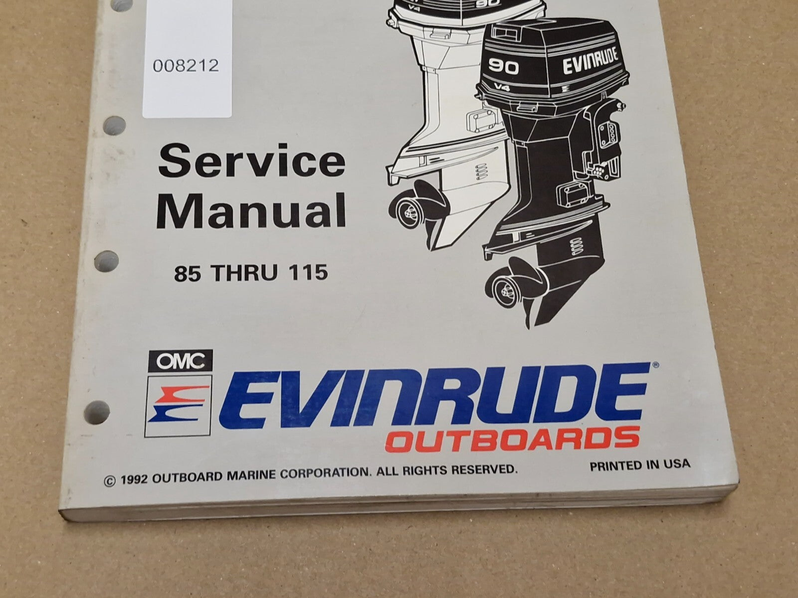 1993 Johnson Outboard Evinrude Service manual 85 Thru 115 508285 Genuine