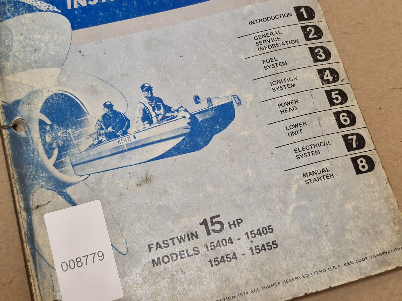 1974 Evinrude Service Instruction Book Fastwin 15HP 15404-15405 14545-15455 used
