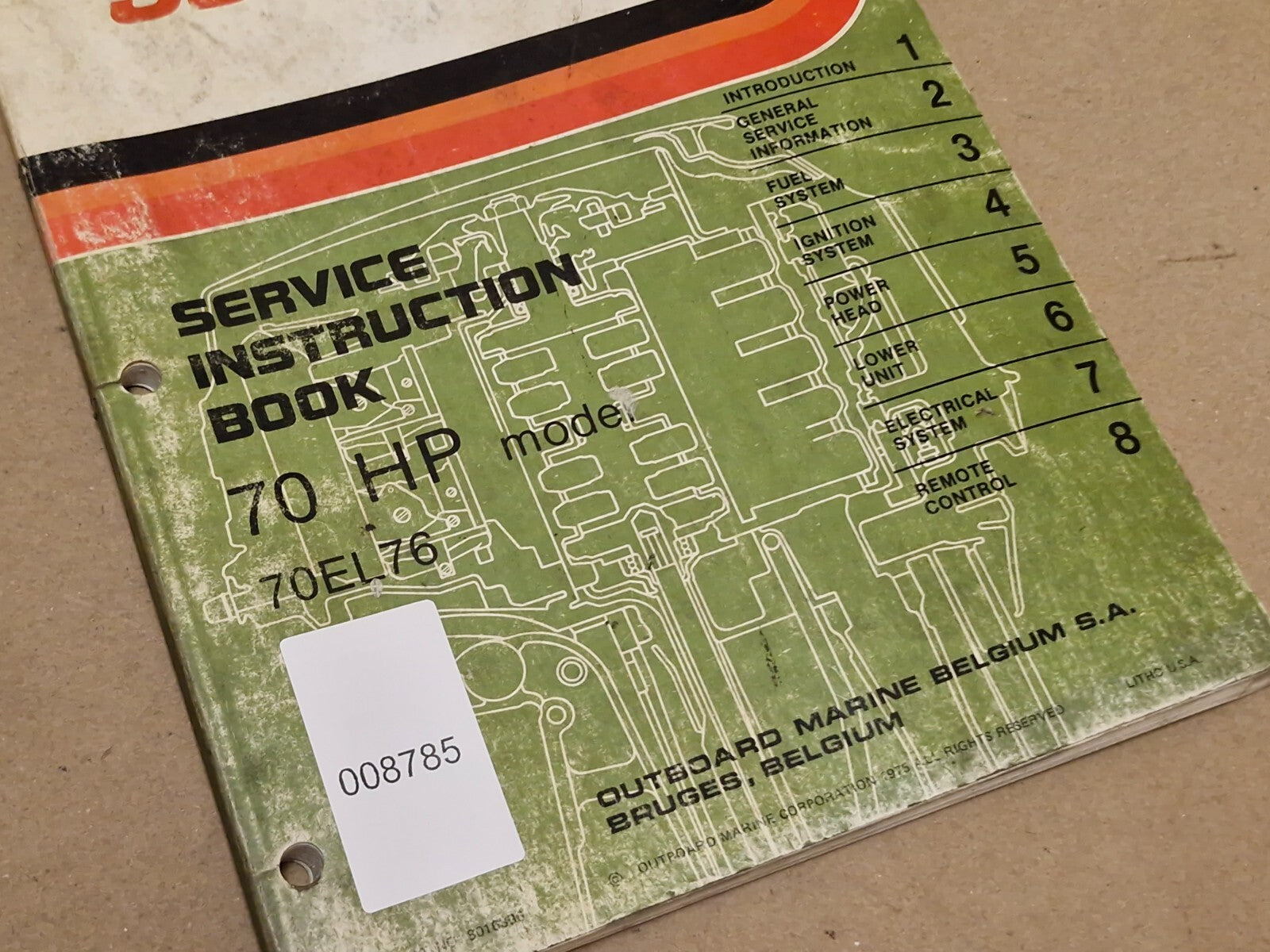 1976 Johnson Outboards 70HP 70EL76 Service Instruction Book 8016396 USA Used